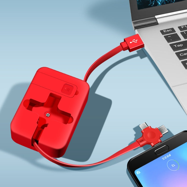 5-In-1 Telescopic Multifunctional Charging Cable Phone Bracket Function With Makeup Mirror(Red) - Multifunction Cable by PMC Jewellery | Online Shopping South Africa | PMC Jewellery | Buy Now Pay Later Mobicred