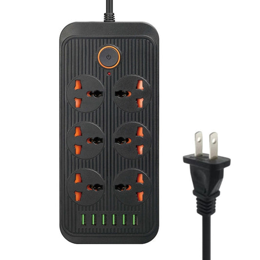 A07 2m 3000W 6 Plugs + 6-USB Ports Multifunctional Flame-retardant Socket with Switch(US Plug) - Extension Socket by PMC Jewellery | Online Shopping South Africa | PMC Jewellery | Buy Now Pay Later Mobicred