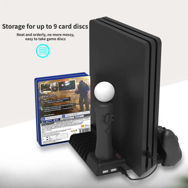 For PS4/PS4 Pro/PS4 Slim Host iplay Dual-seat Charging Multi-function Cooling Base Storage Bracket(Black) - Holder by iplay | Online Shopping South Africa | PMC Jewellery | Buy Now Pay Later Mobicred