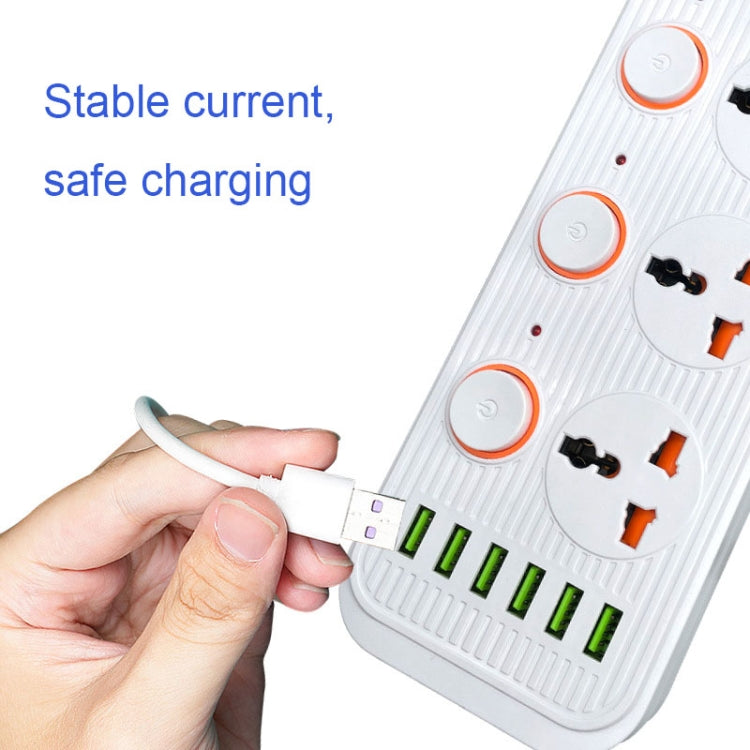 A05 2m 3000W 4 Plugs + 6-USB Ports Multifunctional Flame-Retardant Socket With Switch(US Plug) - Extension Socket by PMC TechLife | Online Shopping South Africa | PMC TechLife | Buy Now Pay Later Mobicred