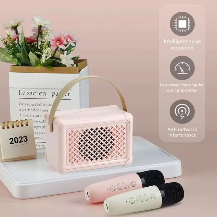 Portable Bluetooth Speaker Home Mini Karaoke Audio, Style: Dual-Microphone+Speaker(Pink) - Mini Speaker by PMC TechLife | Online Shopping South Africa | PMC TechLife