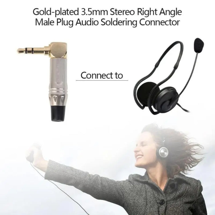 Zinc Alloy L-Shaped 90 Degree 3.5mm Stereo Headset Wire Welding Plug - Audio Adapter by PMC TechLife | Online Shopping South Africa | PMC TechLife