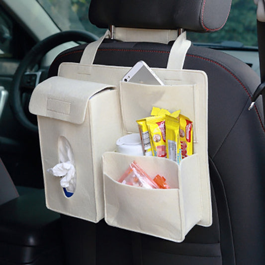 Felt Car Storage Bag Car Back Seat Hanging Organizer Bag(Beige) - Stowing Tidying by PMC Jewellery | Online Shopping South Africa | PMC Jewellery | Buy Now Pay Later Mobicred