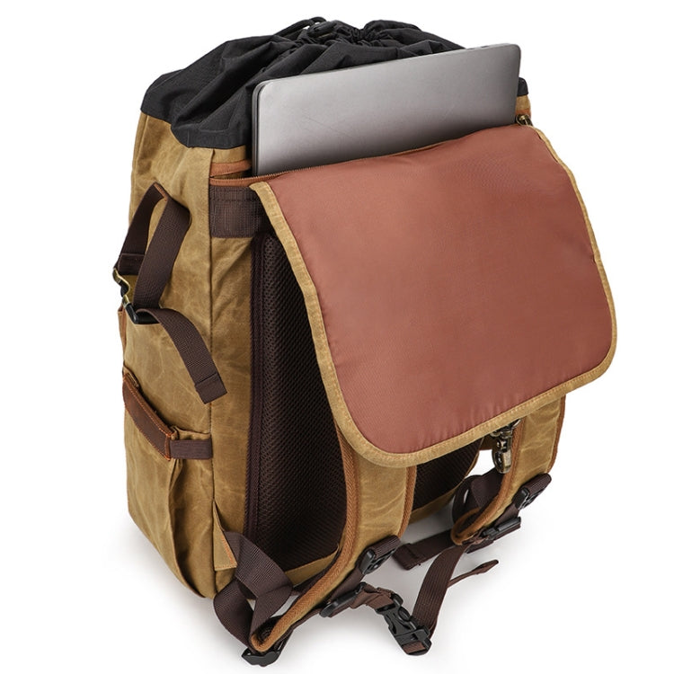 Large Capacity SLR Digital Camera Bag Laptop Backpack Canvas Storage Bag(Khaki) - Backpack by PMC TechLife | Online Shopping South Africa | PMC TechLife | Buy Now Pay Later Mobicred