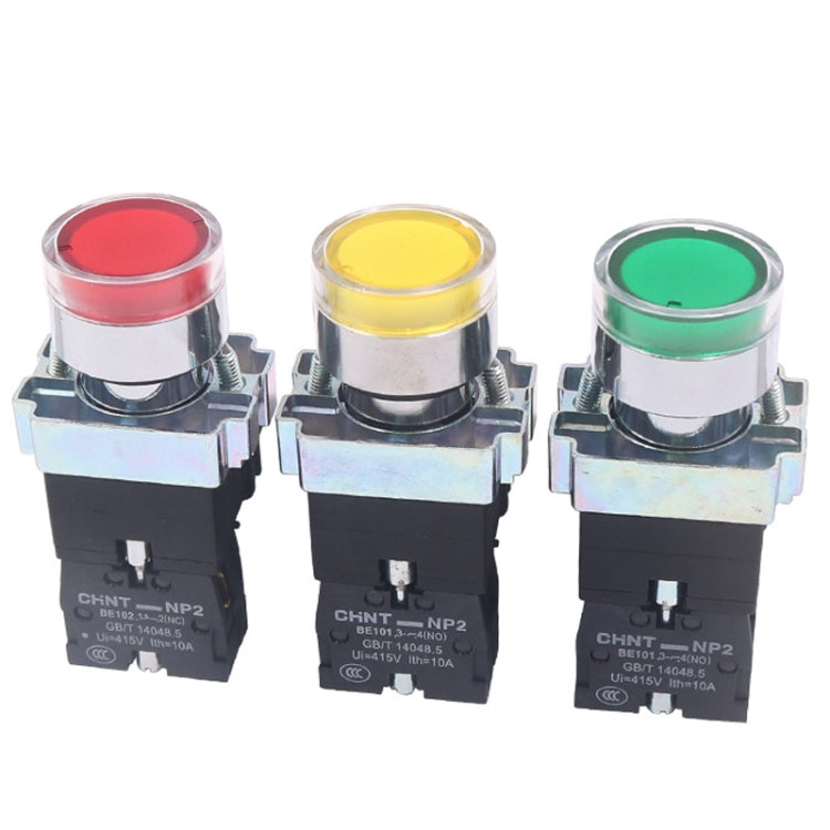 CHINT NP2-BW3362/220V 1 NC Pushbutton Switches With LED Light Silver Alloy Contact Push Button - Car Switches by CHINT | Online Shopping South Africa | PMC Jewellery | Buy Now Pay Later Mobicred