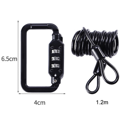 Universal Safety Code Wire Rope Helmet Lock for Motorcycles Bicycles, Black+Storage Bag - Bicycle Locks & Bicycle Pumps by PMC Jewellery | Online Shopping South Africa | PMC Jewellery