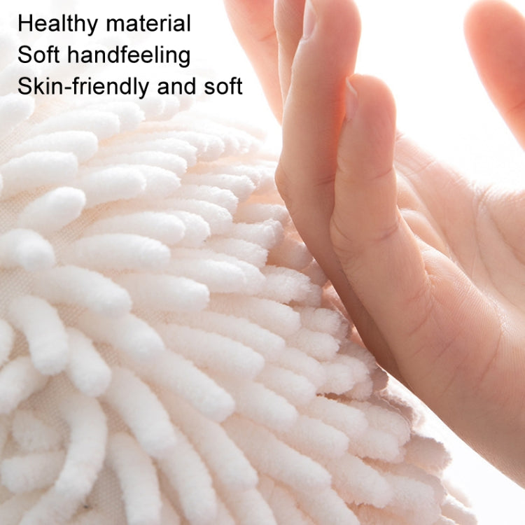 Chenille Hand Wipe Ball Large Hanging Bathroom Quick Dry Hand Towel Kitchen Rag Wipe Handkerchief(White) - Sponges, Cloths & Brushes by PMC Jewellery | Online Shopping South Africa | PMC Jewellery