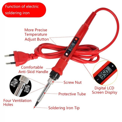 10pcs/ Set 80W Internal Heating Welding Digital Display Soldering Iron Temperature Adjustment Set, Model: Black EU Plug - Electric Soldering Iron by PMC Jewellery | Online Shopping South Africa | PMC Jewellery