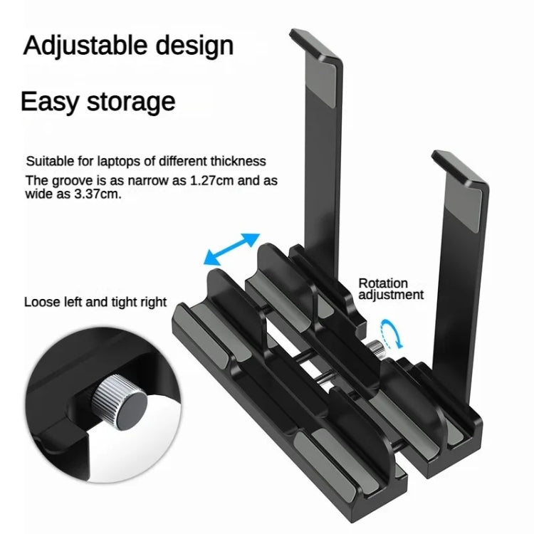 Dual-Purpose Laptop Vertical Stand Storage Rack Desktop Heightening Cooling Base(Black) - Laptop Stand by PMC Jewellery | Online Shopping South Africa | PMC Jewellery | Buy Now Pay Later Mobicred