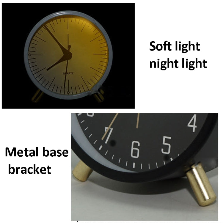 Metal Quartz Alarm Clock Simple Silent Desktop Round Pointer Living Room Clock(Black) - Novelty Clock by PMc TechLife | Online Shopping South Africa | PMc TechLife | Buy Now Pay Later Mobicred