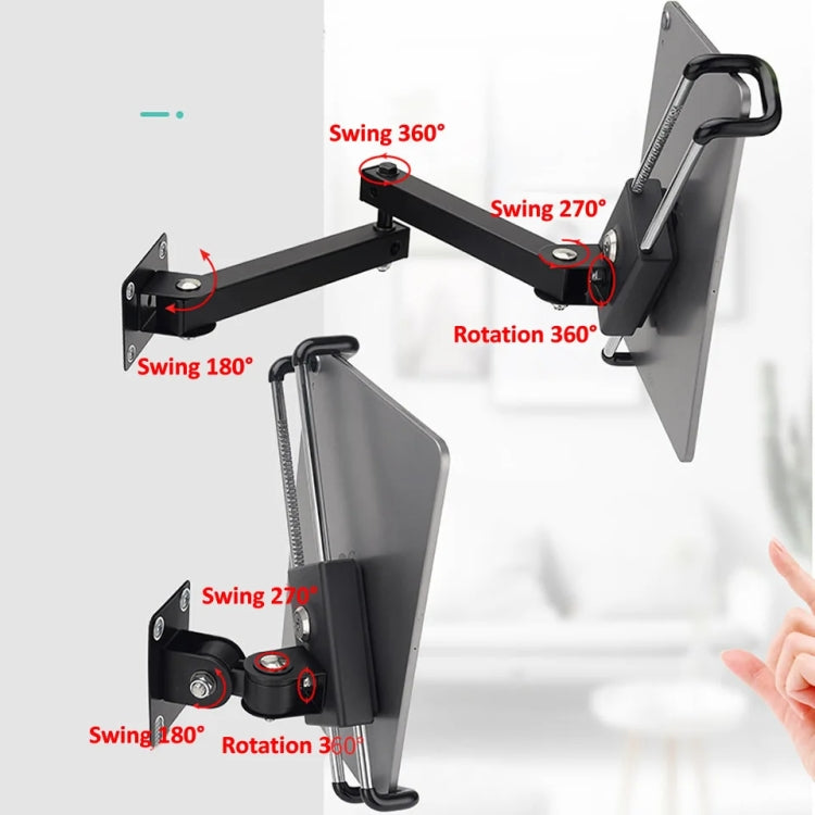 Tablet Wall Mount Holder Foldable Extendable Aluminum Alloy Mount With Anti Theft Security Lock - Lazy Bracket by PMC TechLife | Online Shopping South Africa | PMC TechLife
