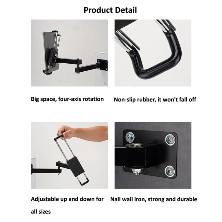 Tablet Wall Mount Holder Foldable Extendable Aluminum Alloy Mount With Anti Theft Security Lock - Lazy Bracket by PMC TechLife | Online Shopping South Africa | PMC TechLife