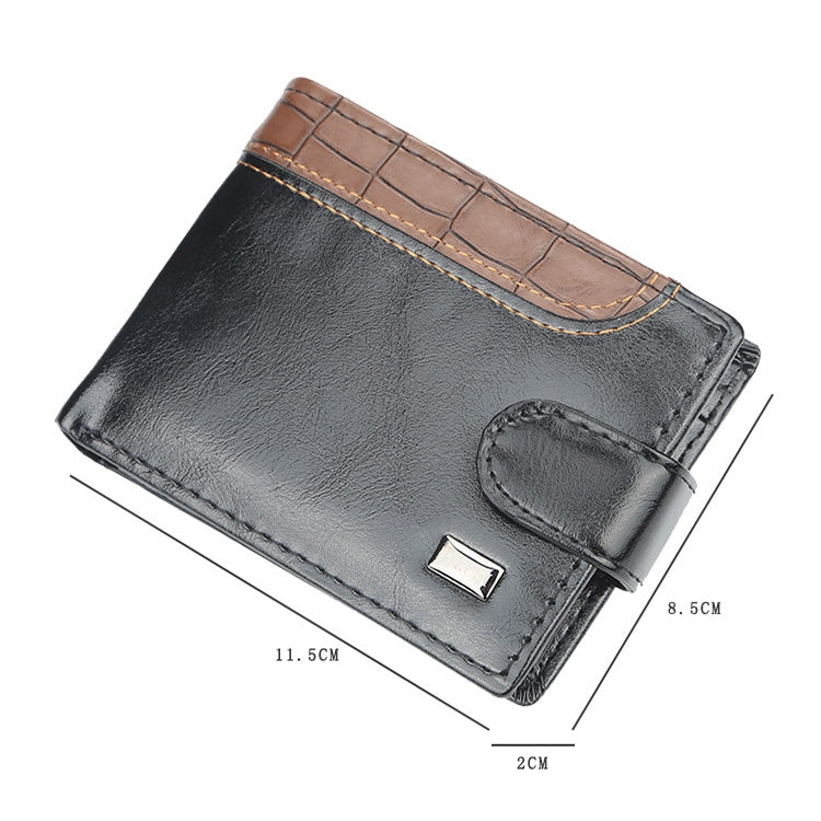 Baellerry M1078 Splicing Leather Casual Men Wallet With Buckle Multi-Card Slot Coin Purse(Black) - Wallets by Baellerry | Online Shopping South Africa | PMC Jewellery