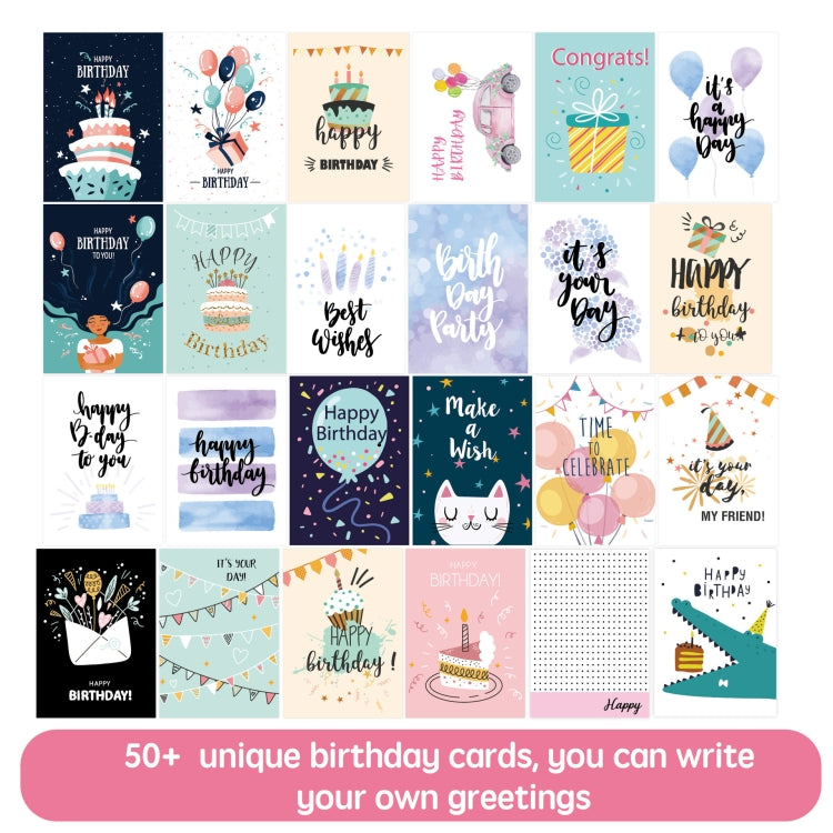 50pcs /Set Happy Birthday Greeting Card With Envelopes And Stickers Set - Cards & Invitations by PMC Jewellery | Online Shopping South Africa | PMC Jewellery