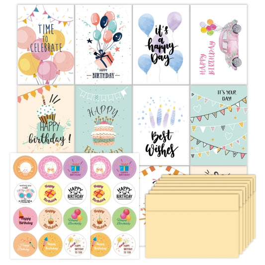 24pcs /Set Happy Birthday Greeting Card With Envelopes And Stickers Set(KP002) - Cards & Invitations by PMC Jewellery | Online Shopping South Africa | PMC Jewellery