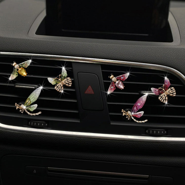 3pcs/set Metal Butterfly Dragonfly Bee Car Air Vent Aromatherapy Decorative Clip(Rose Red) - Air Freshener by PMC Jewellery | Online Shopping South Africa | PMC Jewellery | Buy Now Pay Later Mobicred