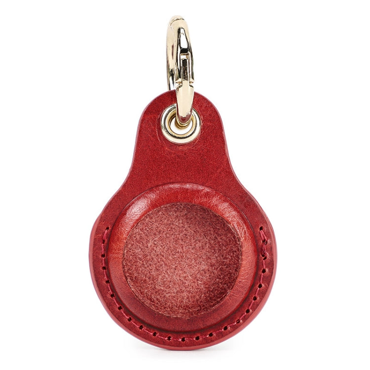 For Airtag CONTACTS FAMILY CF1139 First-layer Cowhide Tracker Protective Case Pet Locator Leather Case(Red) - Key Chain Series by CONTACTS FAMILY | Online Shopping South Africa | PMc TechLife | Buy Now Pay Later Mobicred