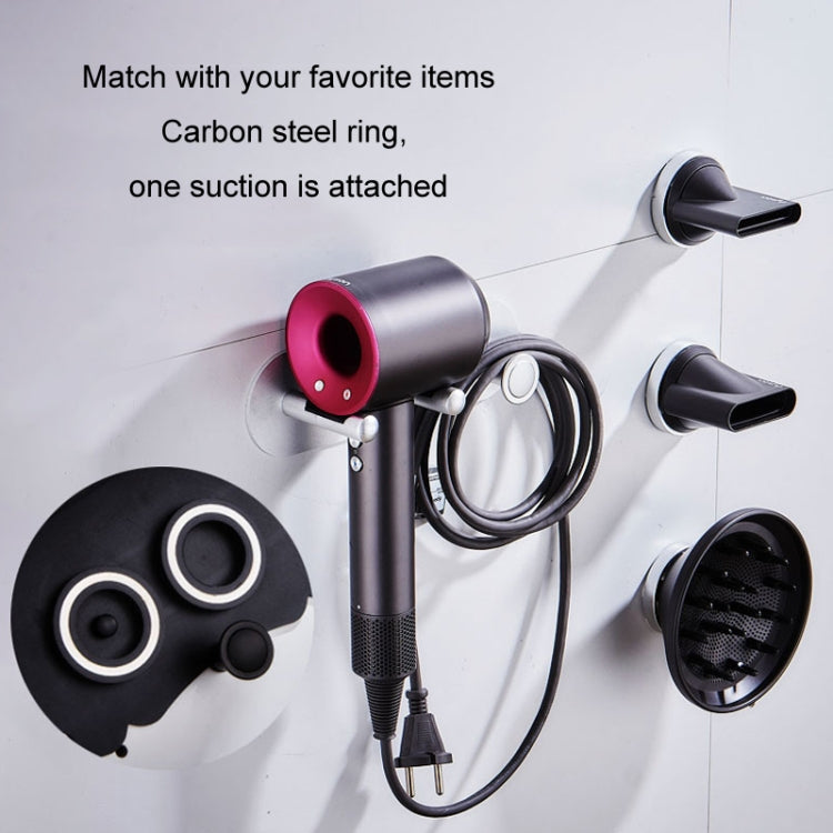 Wall Mounted Hair Dryer Holder Hole-Free Bathroom Space Aluminum Multifunctional Shelf, Style: Small With 2 Loops Black - Shelves by PMC Jewellery | Online Shopping South Africa | PMC Jewellery