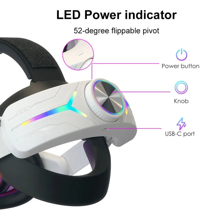 For Meta Quest 3 USB Rechargeable RGB Lighting Effect Adjustable Foldable Headset(White) - VR Accessories by PMC TechLife | Online Shopping South Africa | PMC TechLife