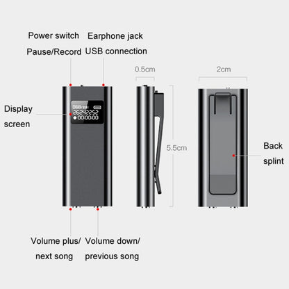 Q25 Intelligent Voice Recorder With Screen HD Noise Canceling Back Clip Voice Reporter, Size: 16GB(Black) - Recording Pen by PMC Jewellery | Online Shopping South Africa | PMC Jewellery | Buy Now Pay Later Mobicred