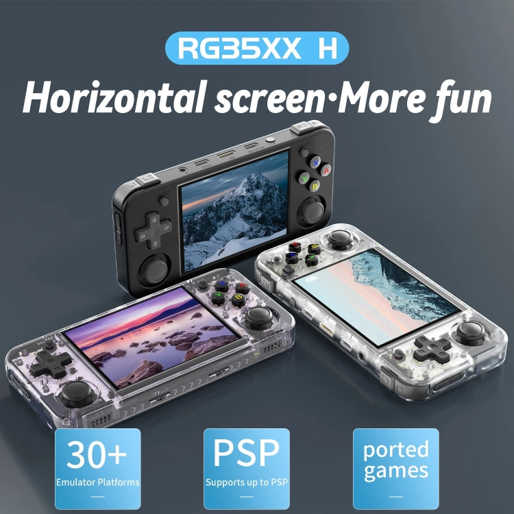 ANBERNIC RG35XX H Handheld Game Console 3.5 Inch IPS Screen Linux System 64GB(Transparent White) - free shipping - PMC TechLife - Order now!