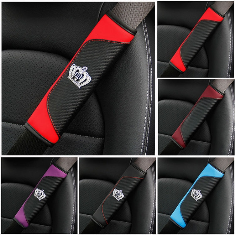 Car Seat Belt Cover Carbon Fiber Leather Auto Seat Shoulder Protection, Style: Crown Black - Seat Belts & Padding by PMC Jewellery | Online Shopping South Africa | PMC Jewellery | Buy Now Pay Later Mobicred