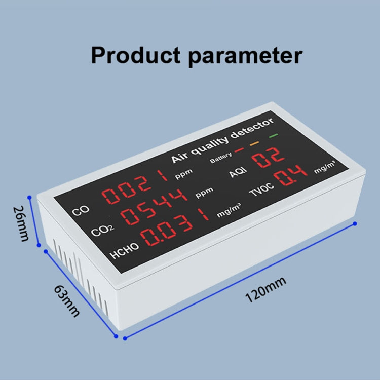 5-in-1 Indoor Home Portable Air Monitor TVOC Formaldehyde Detector(W17 White) - Air & Water Quality Tester by PMC Jewellery | Online Shopping South Africa | PMC Jewellery | Buy Now Pay Later Mobicred