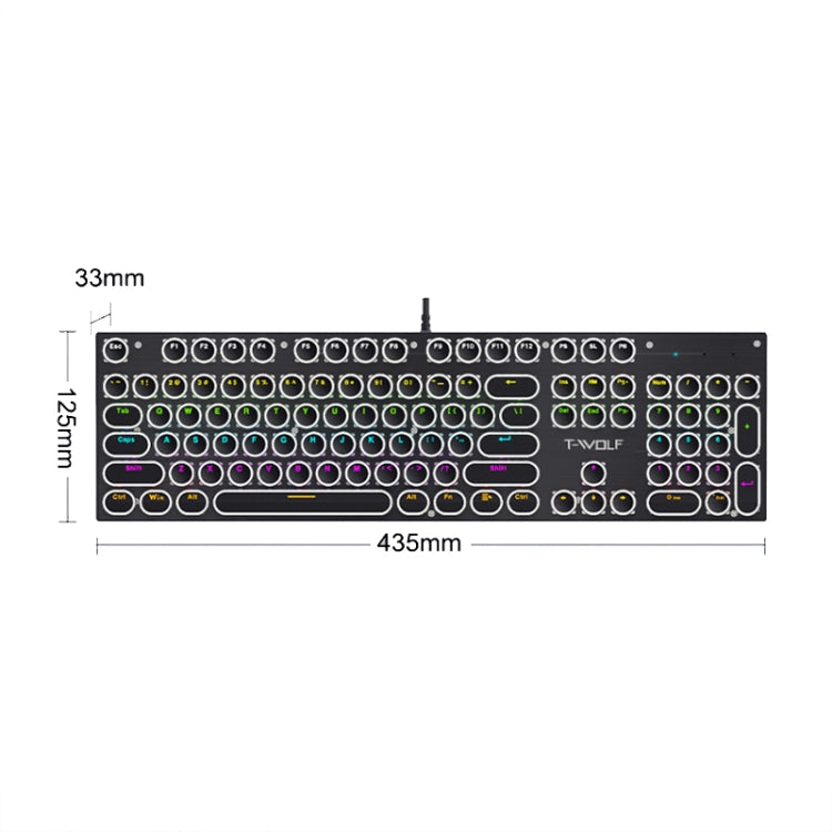 T-WOLF T75 104 Keys Adjustable RGB Light Computer Game Wired Mechanical Keyboard(White) - Wired Keyboard by T-WOLF | Online Shopping South Africa | PMC Jewellery | Buy Now Pay Later Mobicred