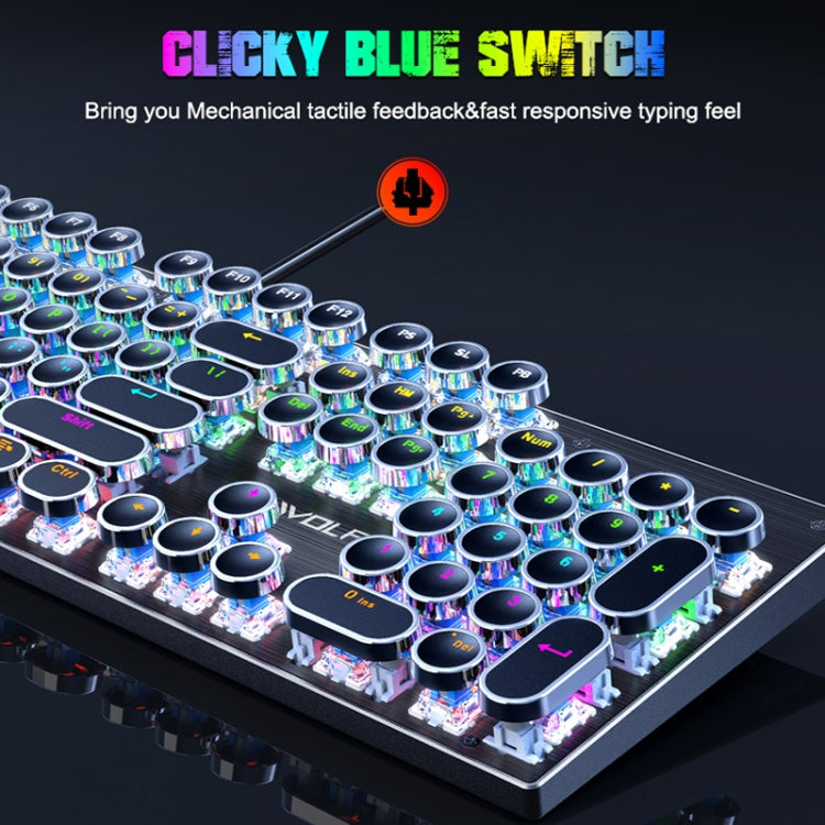 T-WOLF T75 104 Keys Adjustable RGB Light Computer Game Wired Mechanical Keyboard(White) - Wired Keyboard by T-WOLF | Online Shopping South Africa | PMC Jewellery | Buy Now Pay Later Mobicred