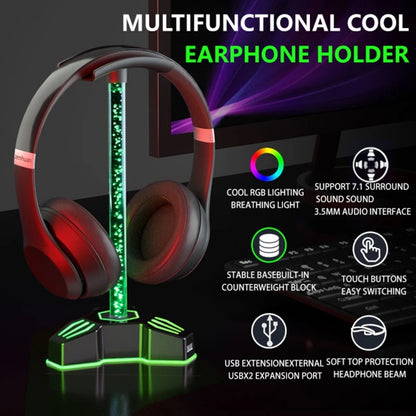 RGB Lighted Headphone Stand With Ambient Light USB Expansion Port Headphone Display Bracket, Style: With 3.5mm Port - Headset Stand by PMC Jewellery | Online Shopping South Africa | PMC Jewellery | Buy Now Pay Later Mobicred