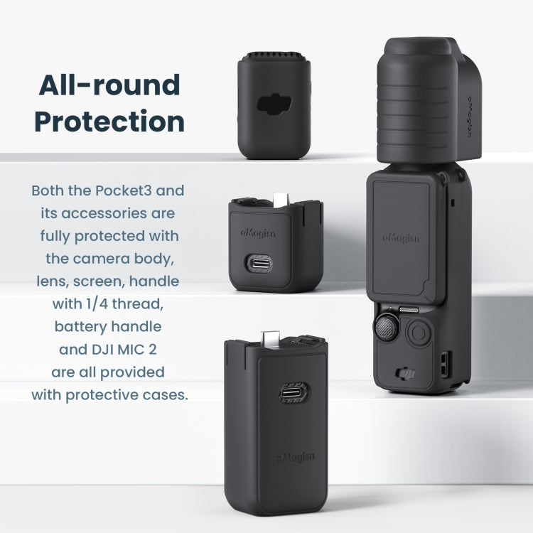 For DJI Osmo Pocket 3 AMagisn Silicone Protection Case Movement Camera Accessories, Style: 7 In 1 Gray - Case & Bags by aMagisn | Online Shopping South Africa | PMC Jewellery | Buy Now Pay Later Mobicred