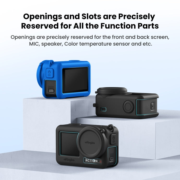 For DJI Osmo Action 4 / 3 aMagisn Silicone Protection Case Camera Protection Accessories(Blue) - Case & Bags by aMagisn | Online Shopping South Africa | PMC Jewellery | Buy Now Pay Later Mobicred