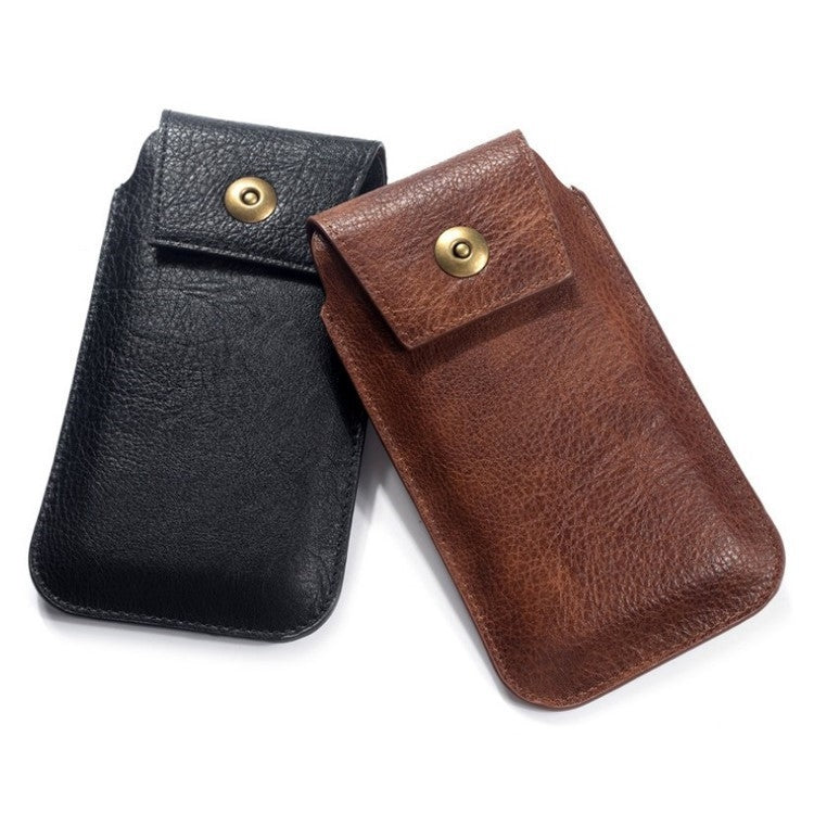 Mobile Phone Leather Waist Bag Holster Pouch L 6.7 Inch Brown -  by PMC Jewellery | Online Shopping South Africa | PMC Jewellery | Buy Now Pay Later Mobicred