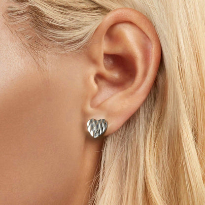 S925 Sterling Silver Love Heart Earrings For Women(SCE1703) - Stud Earrings & Earrings by PMC Jewellery | Online Shopping South Africa | PMC Jewellery