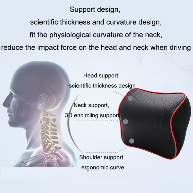 Leather Memory Foam All Season Car Seat Neck Support Cushion Headrest+Waist Pad(Black Red) - Seat Accessories by PMC Jewellery | Online Shopping South Africa | PMC Jewellery | Buy Now Pay Later Mobicred