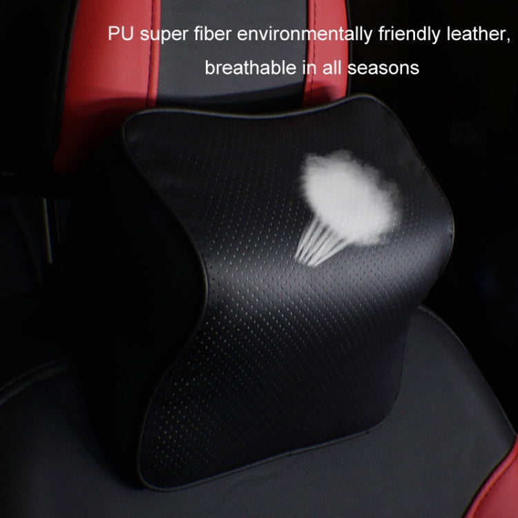 Leather Memory Foam All Season Car Seat Neck Support Cushion Headrest+Waist Pad(Black) - Seat Accessories by PMC Jewellery | Online Shopping South Africa | PMC Jewellery | Buy Now Pay Later Mobicred