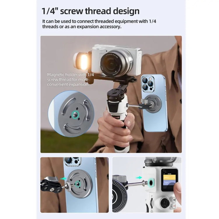 Magnetic Phone Holder with 1/4 Inch Hole for Tripod Magic Arm(Titanium Color) -  by PMC Jewellery | Online Shopping South Africa | PMC Jewellery | Buy Now Pay Later Mobicred