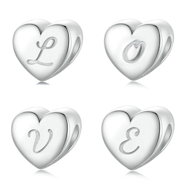 S925 Sterling Silver Platinum-plated Love Letters DIY Beads(L) - Jewelry Accessories by PMC Jewellery | Online Shopping South Africa | PMC Jewellery