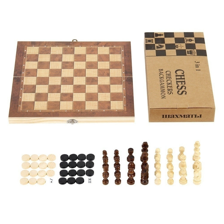 34 x 34cm 3 In 1 Wooden Chess Set Foldable Chess Board For Kids Adults - Table Games by PMC Jewellery | Online Shopping South Africa | PMC Jewellery | Buy Now Pay Later Mobicred