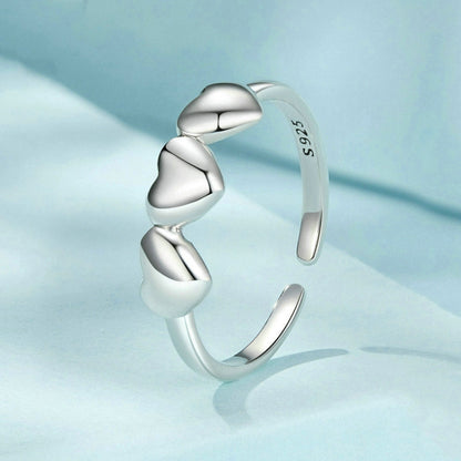 S925 Sterling Silver Love Arrangement Open Adjustable Ring(SCR1001-E) - Rings by PMC Jewellery | Online Shopping South Africa | PMC Jewellery