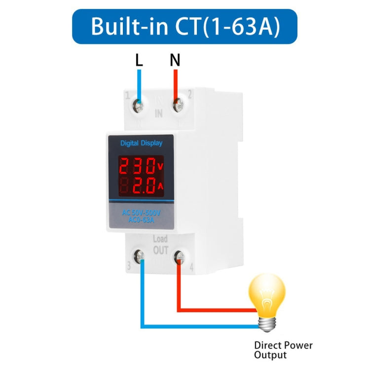SINOTIMER SDM002 Household DIN Rail Single-Phase AC Dual Display Voltage And Current Meter(63A Build-In Intestinal Sensor) - free shipping - PMC TechLife - Order now!