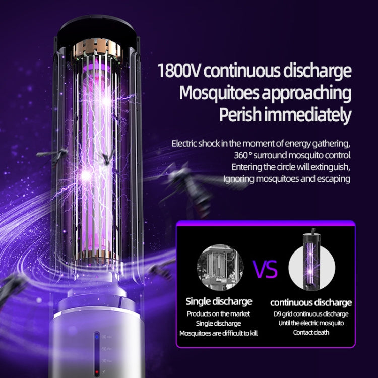 D9 Portable UV Anti Mosquito Lamp Rechargeable Mute Fly Trap with 3-speed Timing(Black) - Repellents by PMC TechLife | Online Shopping South Africa | PMC TechLife | Buy Now Pay Later Mobicred