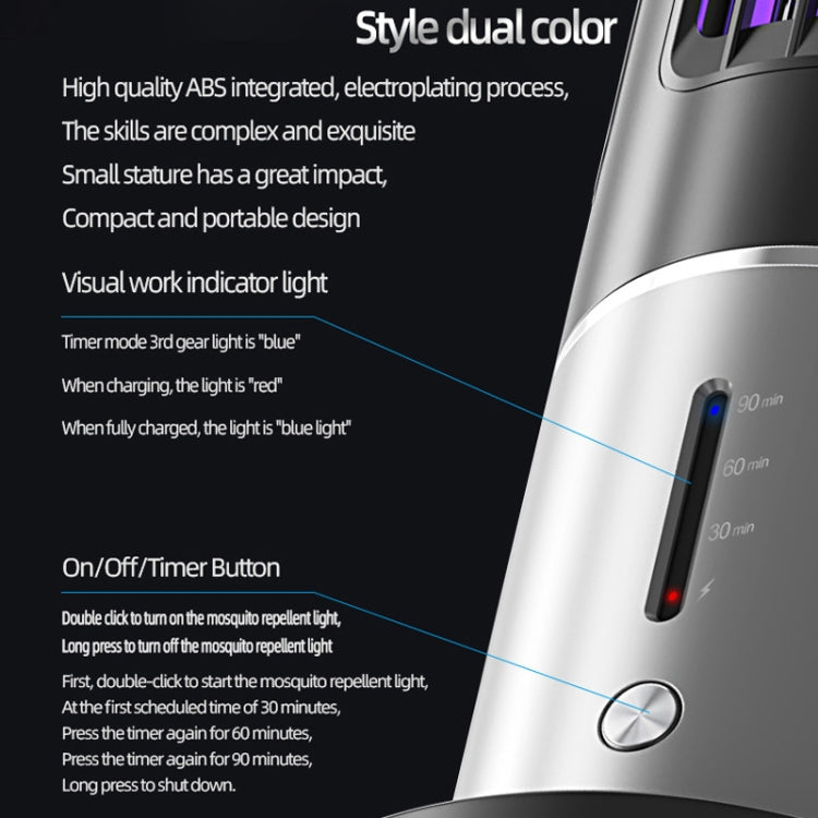 D9 Portable UV Anti Mosquito Lamp Rechargeable Mute Fly Trap with 3-speed Timing(Black) - Repellents by PMC TechLife | Online Shopping South Africa | PMC TechLife | Buy Now Pay Later Mobicred