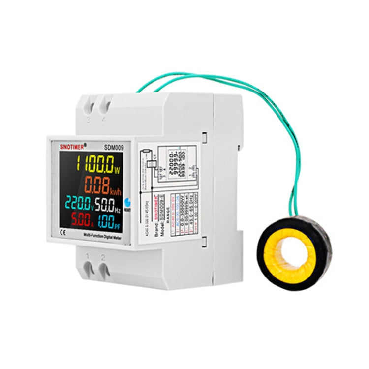 SINOTIMER SDM009 Din Rail Single-Phase Voltage Current Frequency Power Factor Electricity Multifunctional Meter, Model: AC250-450V External - free shipping - PMC TechLife - Order now!
