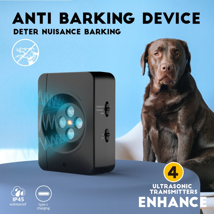 Anti Barking Device for Dogs With 4 Enhanced Ultrasonic Transmitter 3 Adjustable Levels(Black) - Training Aids by PMC Jewellery | Online Shopping South Africa | PMC Jewellery | Buy Now Pay Later Mobicred