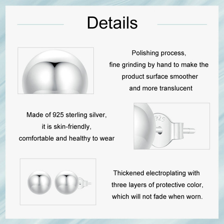 S925 Sterling Silver Platinum Plated Spherical Women Earrings, Size: S - Stud Earrings & Earrings by PMC Jewellery | Online Shopping South Africa | PMC Jewellery