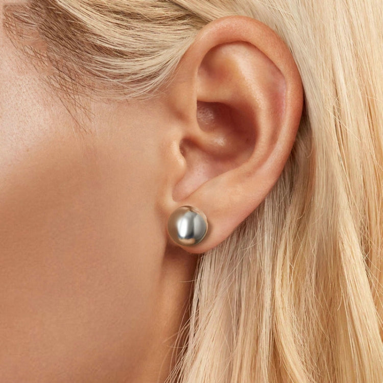 S925 Sterling Silver Platinum Plated Spherical Women Earrings, Size: M - Stud Earrings & Earrings by PMC Jewellery | Online Shopping South Africa | PMC Jewellery