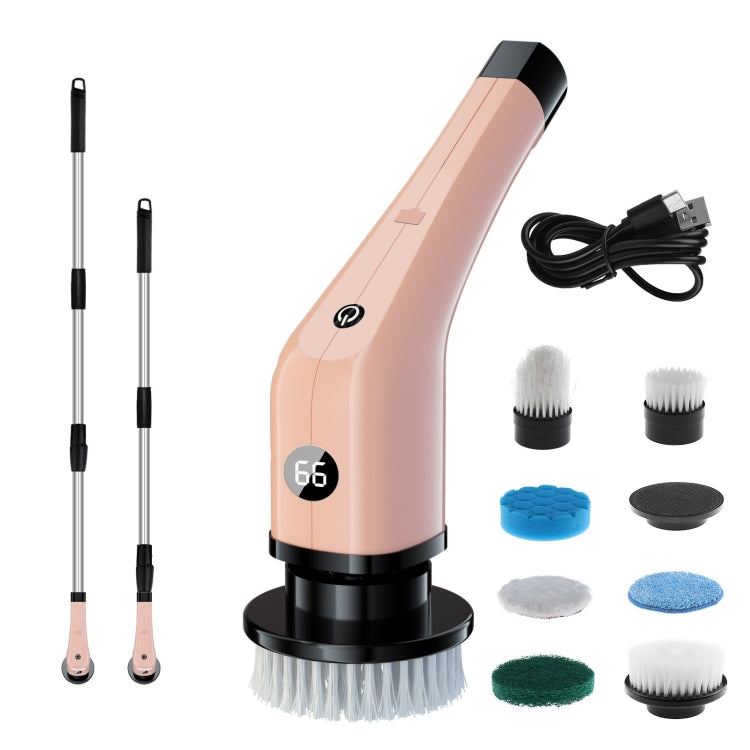 Cordless Electric Spin Scrubber Extension Handle with 7 Replacement Heads(Rose Gold) - free shipping - PMc TechLife - Order now!