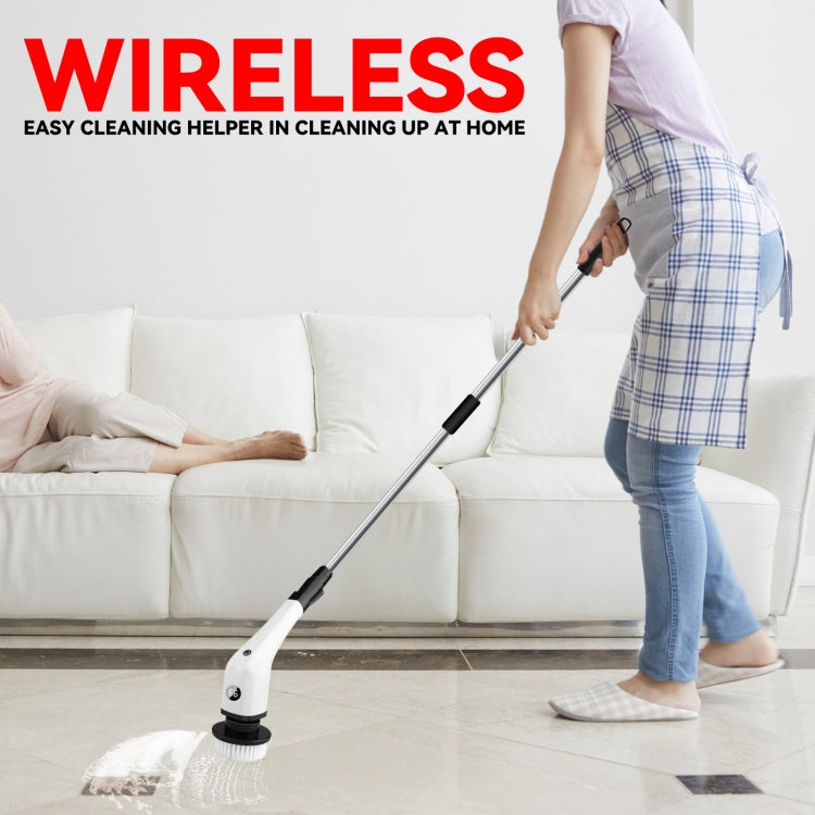 Cordless Electric Spin Scrubber Extension Handle with 7 Replacement Heads(White) - free shipping - PMc TechLife - Order now!