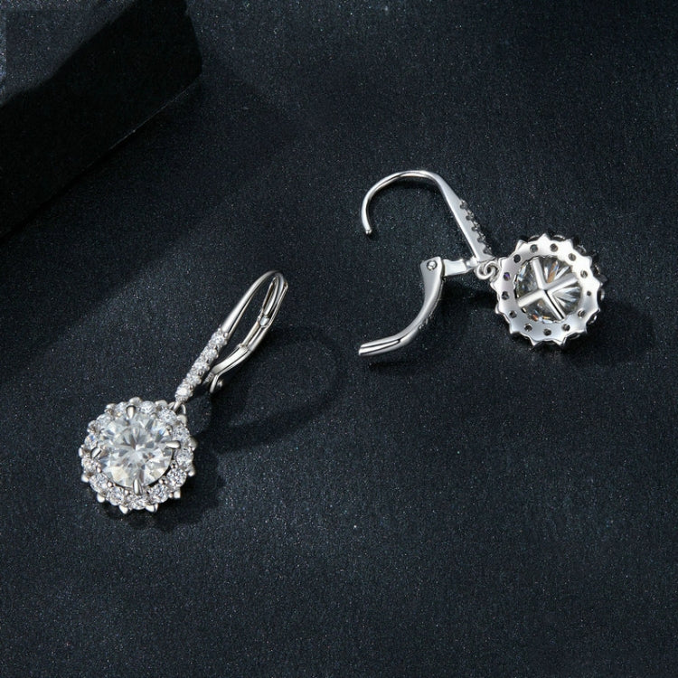 S925 Sterling Silver Platinum Plated Moissanite Women Earrings(MSE046) - Stud Earrings & Earrings by PMC Jewellery | Online Shopping South Africa | PMC Jewellery